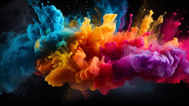 Launched colorful powder on black