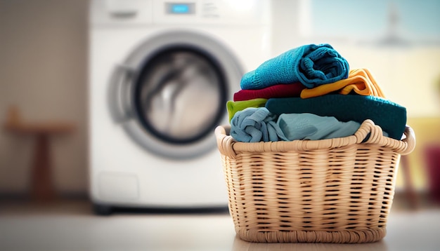 Laundry basket on blurred background of modern washin 3jpg