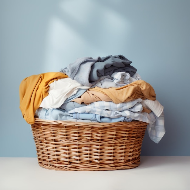 Photo laundry basket full of clothes