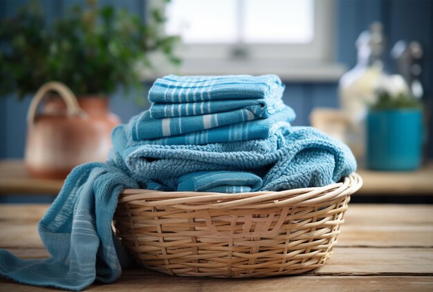 Photo laundry basket with clothes