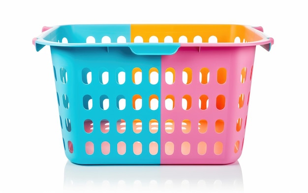 Laundry Essential Durable Plastic Basket on a White or Clear Surface PNG Transparent Background