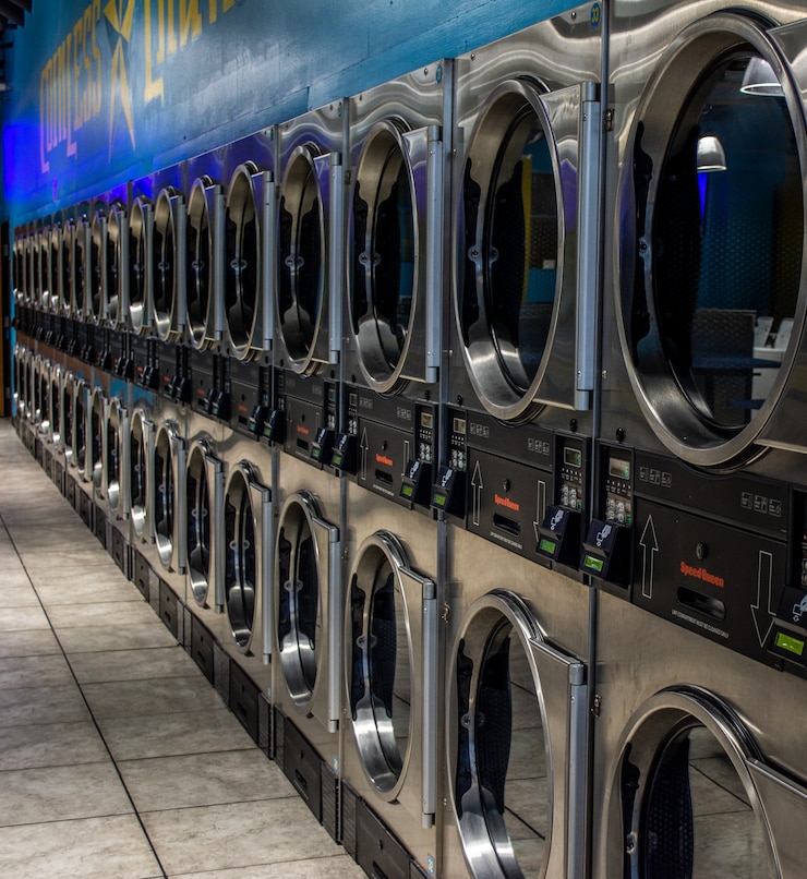 Photo laundry mat dryers in a row