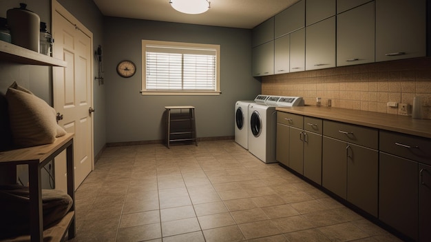 Laundry room in the house with washing machine and dryer