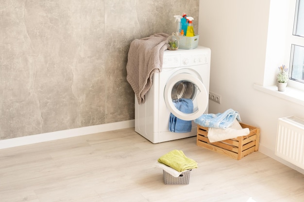 Laundry room in new apartment.