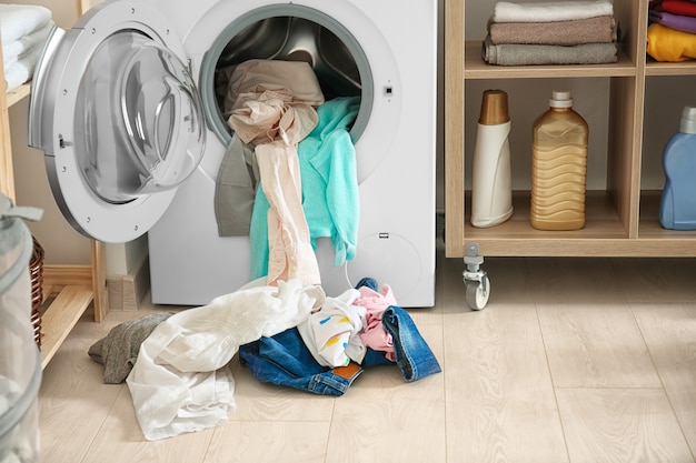 Laundry and washing machine indoors