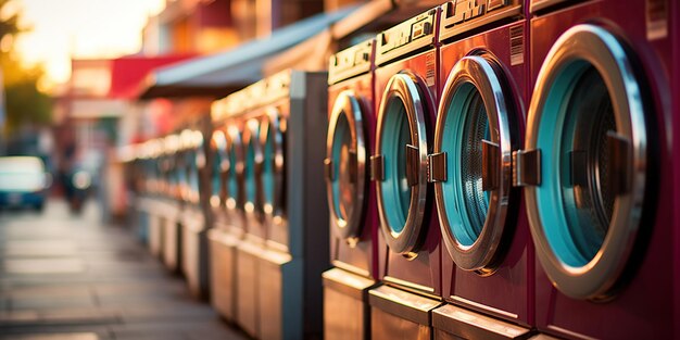 Photo laundry washing machines in a row