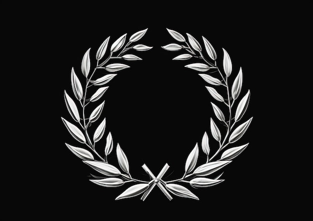 a laurel wreath logo design in the style of inverted black and white