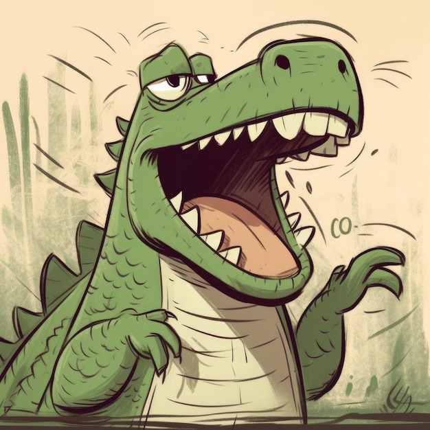 Иллюстрированный крокодил Лорен Фауст кричит мило
