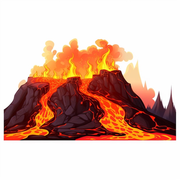 Photo lava 2d cartoon vector illustration on white background hi