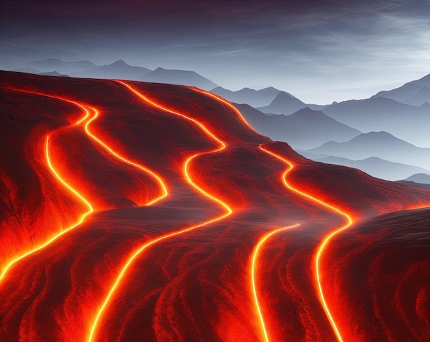 lava as neon lights