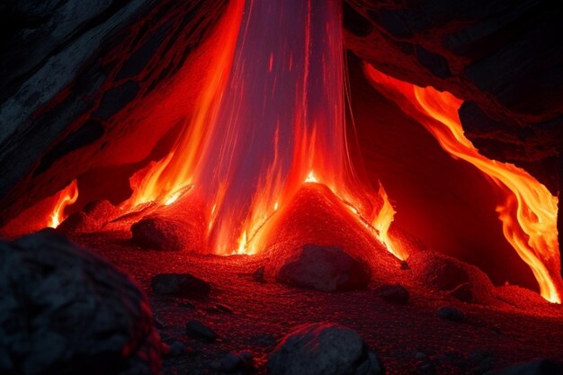Lava fire spread out mountain lava broken wallpaper with darker background Fire blast on stone