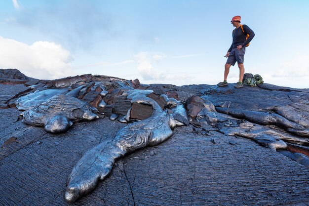 Foto flusso di lava sulla big island, hawaii