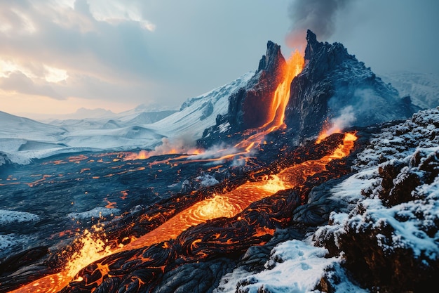 溶岩の流れ 火山の噴火 プロの写真