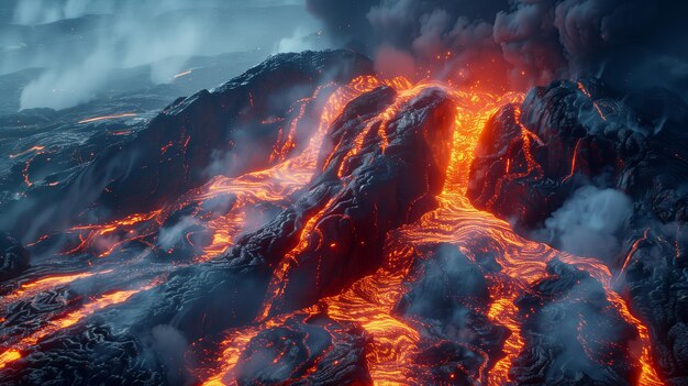 Lava Flow volcano eruption