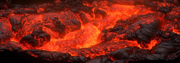 Lava flow on the volcano