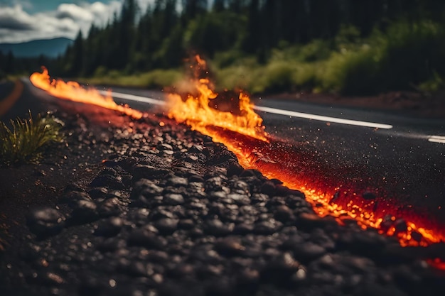 Foto la lava che scorre nell'aria