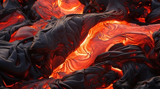 a lava flowing into the ground