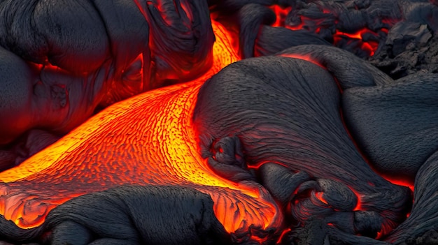 사진 용암 지대에 용암이 흐른다