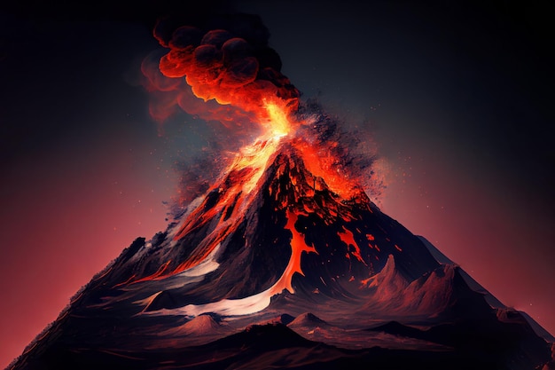 Lava going down the volcano Generative Ai