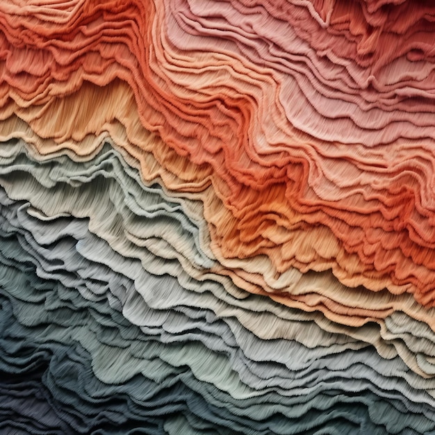 Foto scultura morbida ispirata alla lava con palette di terra e linee ondulate