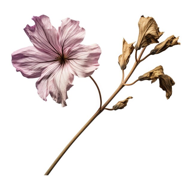 Lavatera Tree Mallow gedroogde bloem geïsoleerd op witte achtergrond Generatieve AI