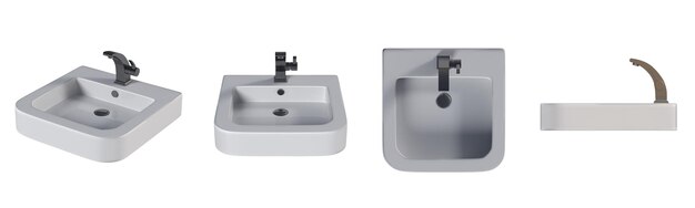 Vaschetta per lavabo isolata su sfondo bianco illustrazione 3d bidet rendering cg