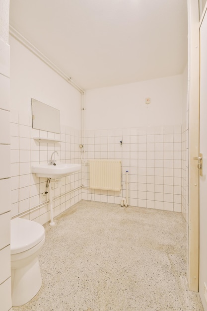 Lavatory with toilet and sink