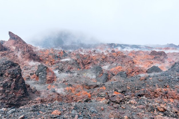 Lavaveld, sinter, tufsteen, puim in kamchatka