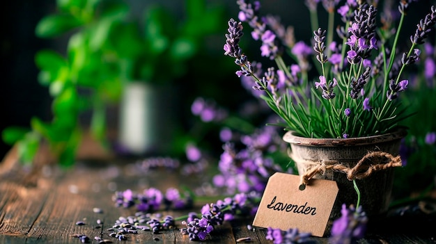 Lavendel bloeit in een bloempot Selectieve focus