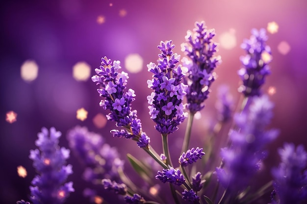 Lavendel bloem achtergrond met prachtige paarse kleuren en bokeh lichten bloeiende lavendel in een