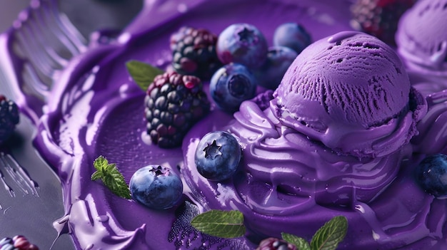 Lavendel zwarte bessen bosbessen paarse ijs met bessen ingrediënten Kopieer ruimte