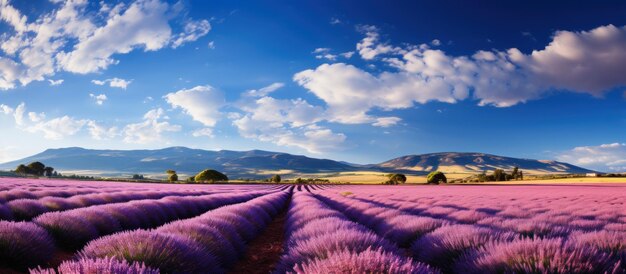 Foto lavendelveld en bergen in de provence, frankrijk