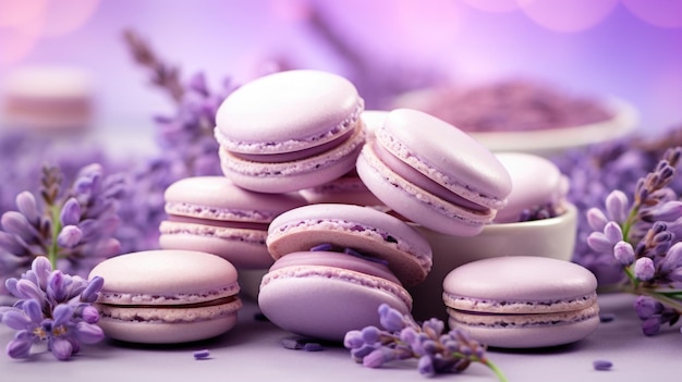 Lavender Background with macarons