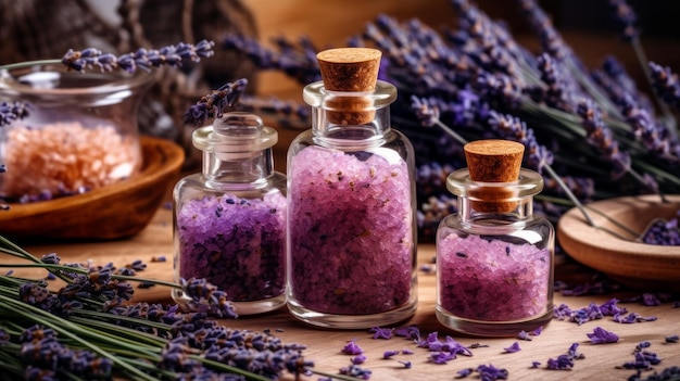 Lavender Bath Salt and Massage Oil AI generated