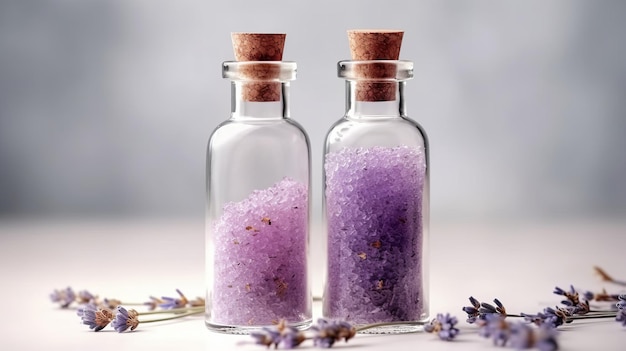 Lavender Bath Salt and Massage Oil AI generated