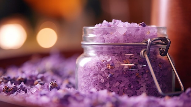Lavender Bath Salt and Massage Oil Creating a Calming Environment AI generated