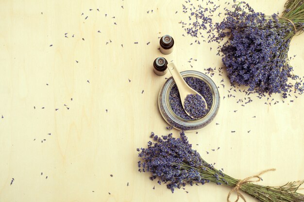 Lavender body care products. Aromatherapy, spa and natural healthcare 