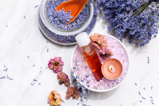 Lavender body care products,  spa and natural healthcare concept