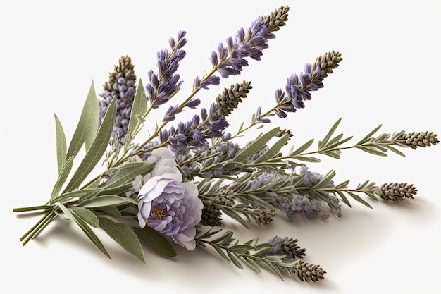 Lavender bouquet isolated on a white backdrop