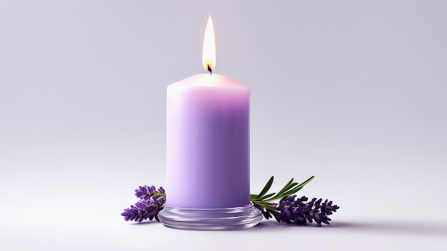 lavender candle isolated on white background