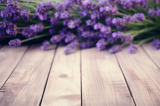 Lavender Elegance on White Wooden Table Background Backdrop with Copy Space Created with Generative