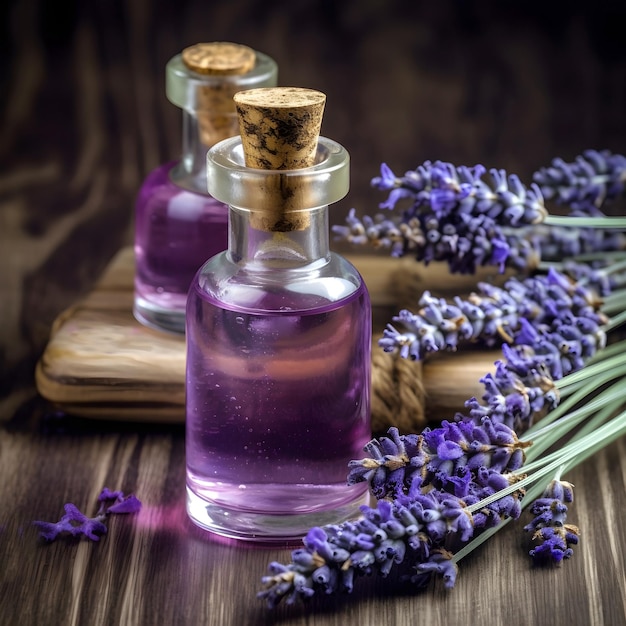 Lavender essential with lavender flower
