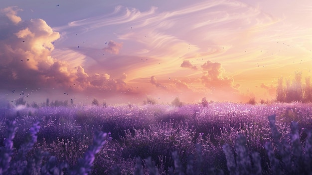 Photo lavender field landscape desktop wallpaper