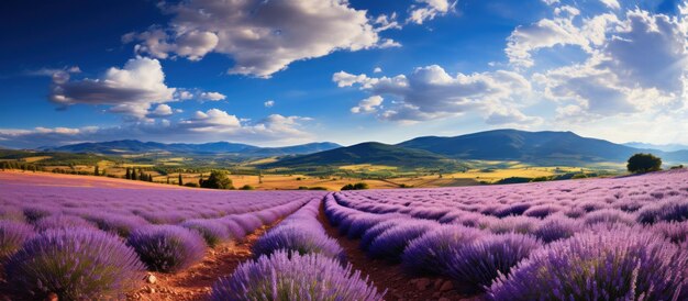 Foto paesaggio di campi di lavanda