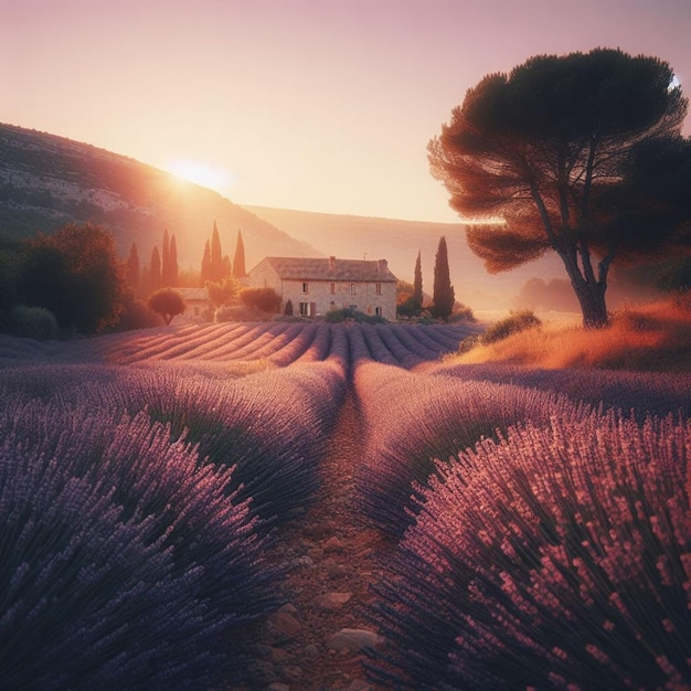 Lavender field realistic photo