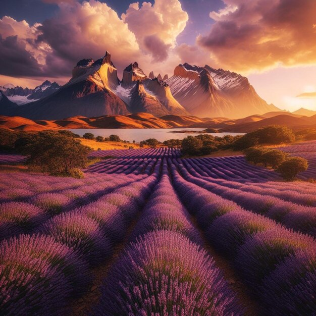 Lavender field realistic photo