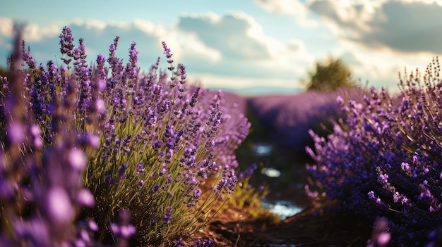 Lavender field at sunset in Provence France