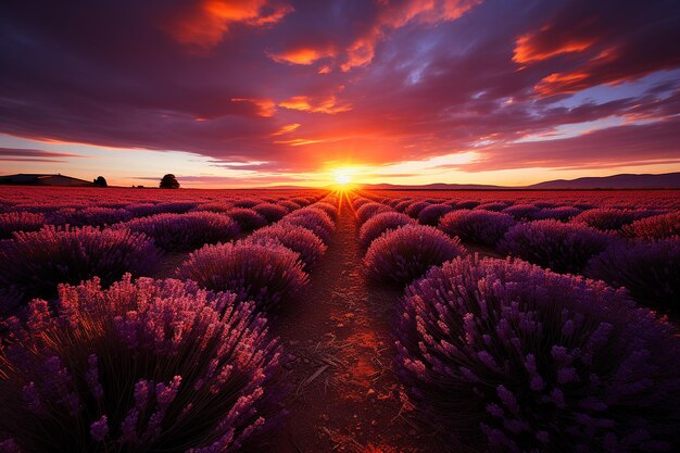 Lavender Field Sunset Wallpaper