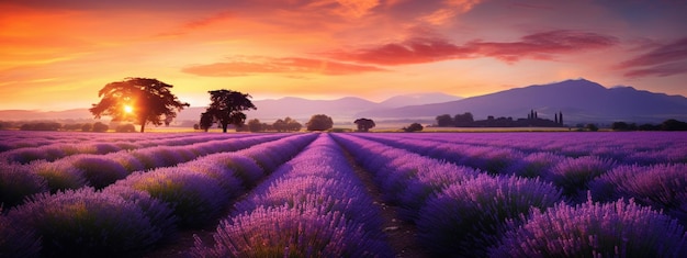 lavender field at sunset