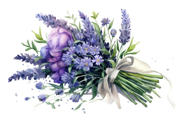 Lavender fields bouquet watercolor painting